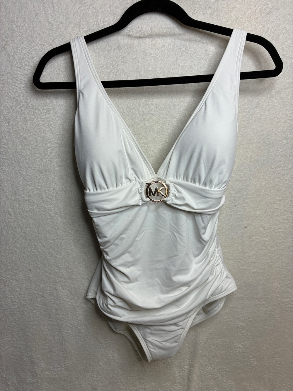 Michael Kors White One-Piece Swimsuit with Gold MK Emblem